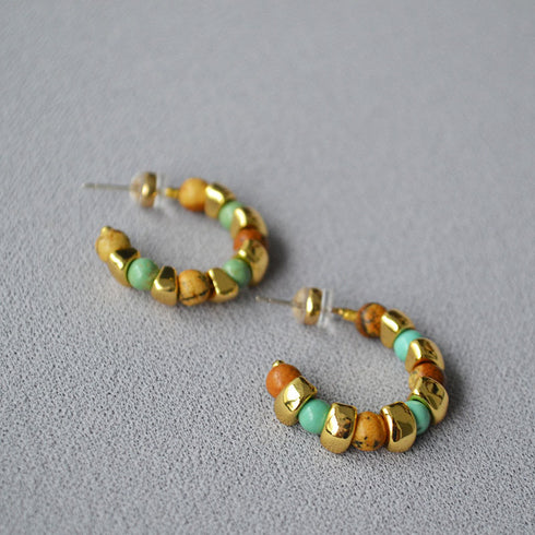 Color Beaded Hoop Earrings - Zafari Studio Jewelry